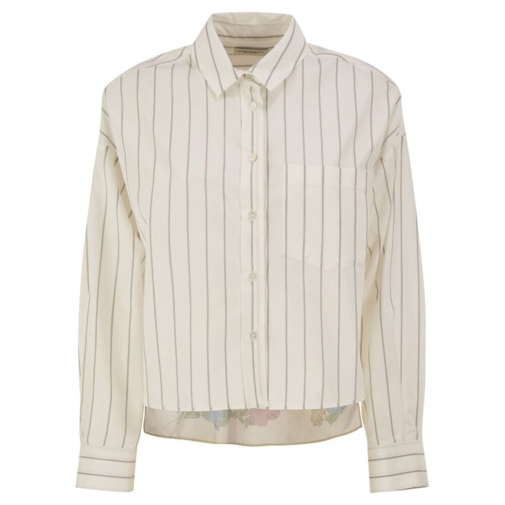 Weekend Maxmara Women Wkdcertosa - Striped Cotton Shirt With Floral Back Panel